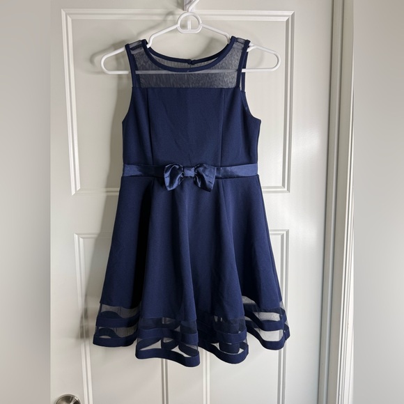 Calvin Klein Other - Calvin Klein Gil’s Navy Dress with Sheer Hem Detail, size 10